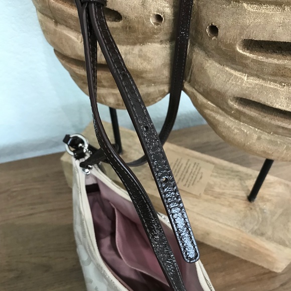 Coach Op Art Pleated Pouch Crossbody with Patent Leather Trim - Picture 8 of 13